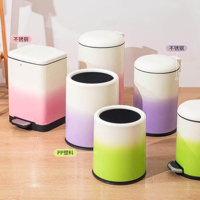 垃圾桶家用新款静音高颜值客厅轻奢高档厨房带盖脚踏式不锈钢脚踩