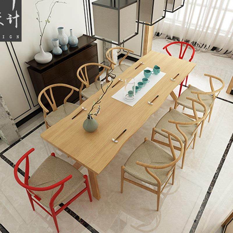原木餐桌大板泡茶桌整板实木长条办公桌创意工作台简约餐桌椅组合