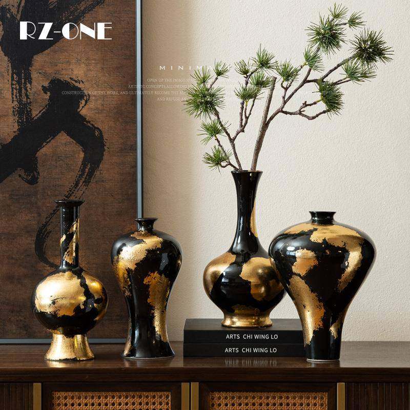 匠十三 创意意式轻奢金箔花瓶摆件客厅插花玄关斗柜陶瓷装饰品,鲜花速递/花卉仿真/绿植园艺,割草机/草坪机,淘宝优惠券,粉丝福利购,淘宝优惠卷