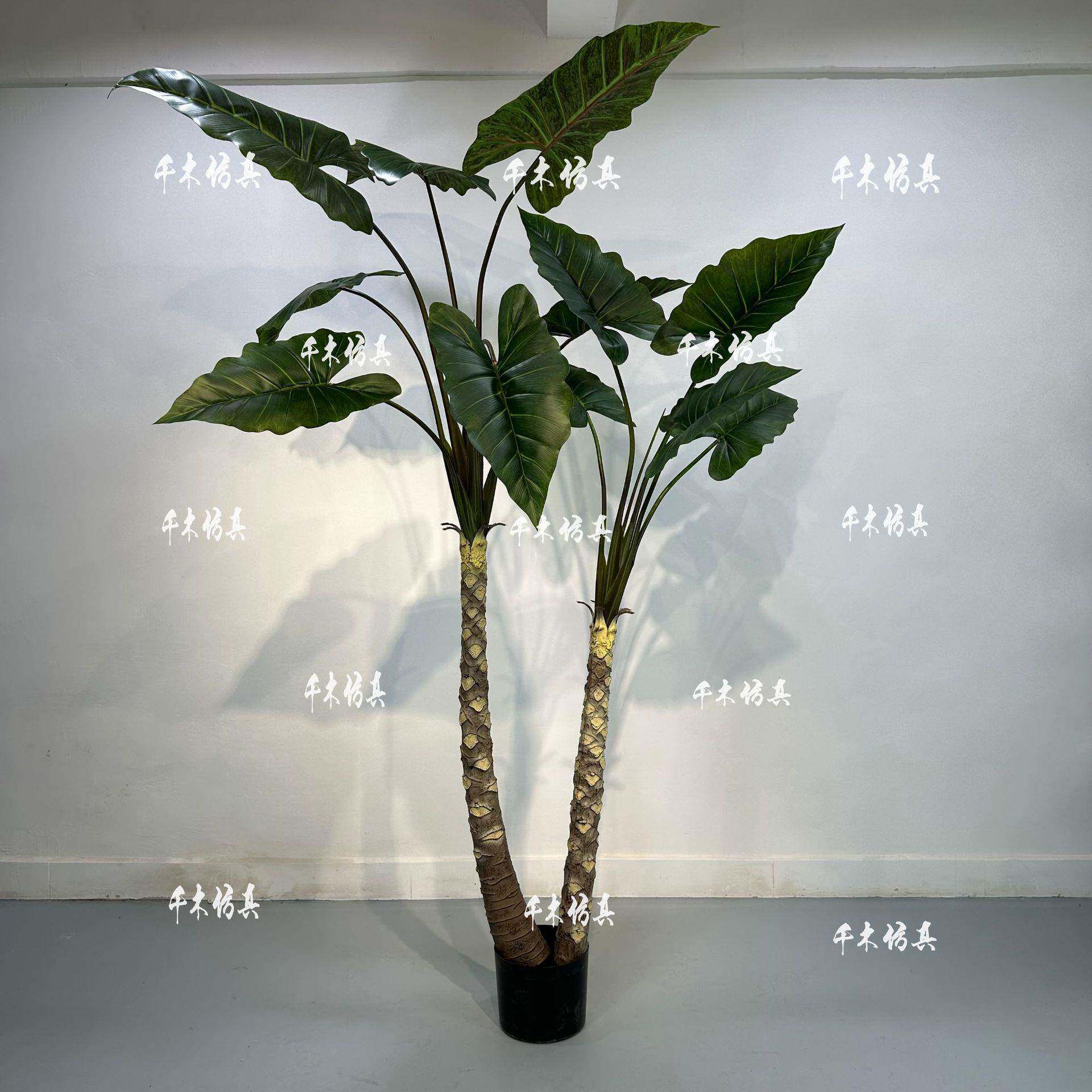 高端仿真绿植彩虹芋仿生热带植物假树盆栽海芋造景观假芋头树造景