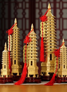 黄铜文昌塔开过的光摆件13十三层办公书房书桌9九层宝塔装饰工艺