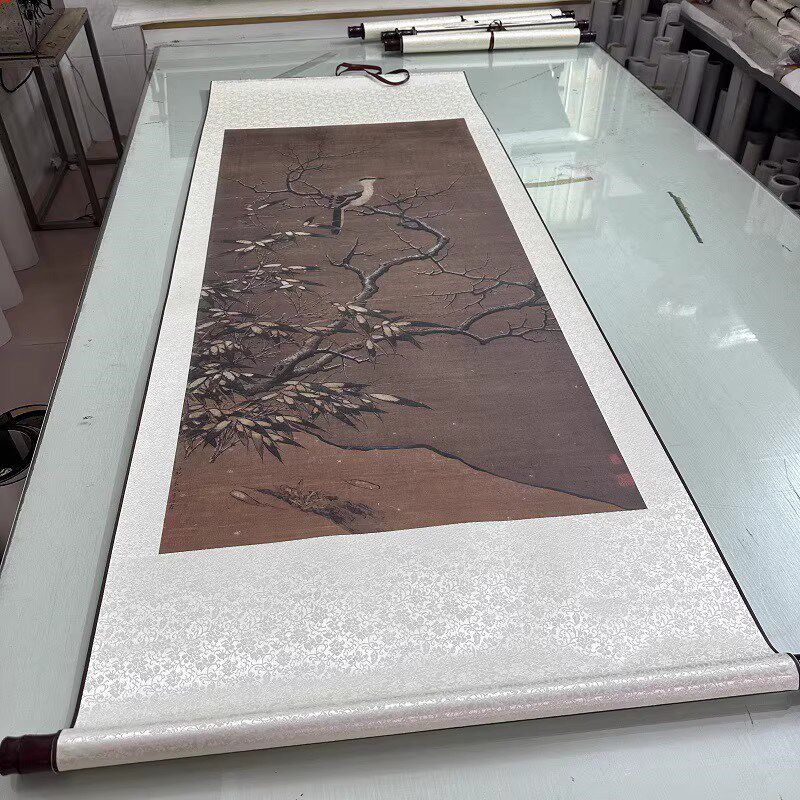南宋李迪雪树寒禽图复古书画花鸟国画挂抽装裱真迹微喷仿古装饰画