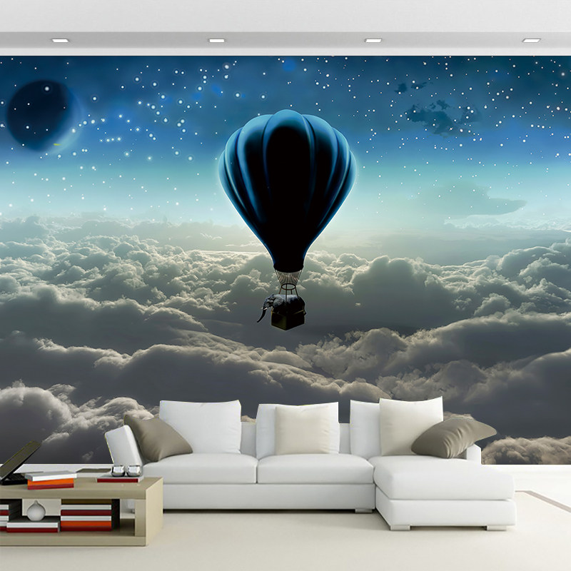 明月星空贴画墙贴装饰卧室牀头背景墙壁画贴纸自粘墙画壁纸壁纸