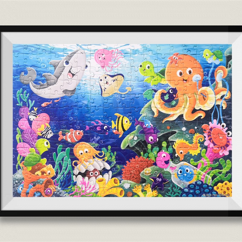 1寸相框画框简约长方形挂墙-200片实木拼图框含白卡纸不含拼图