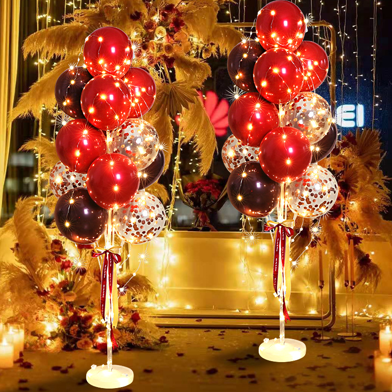 气球结婚立柱路引发光地飘支架装浪漫婚房装饰婚礼大门场景布置