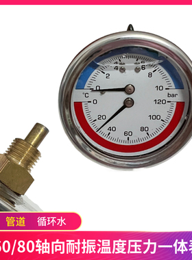 Y60/80轴向耐震温度压力一体表10BAR水系统管道外壳不锈钢2分接头