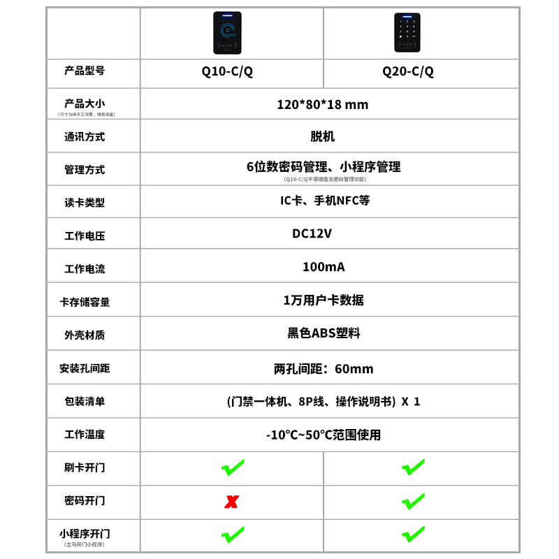 二维码脱机门禁小程序密码键盘IC刷卡开门门禁多功能一体机