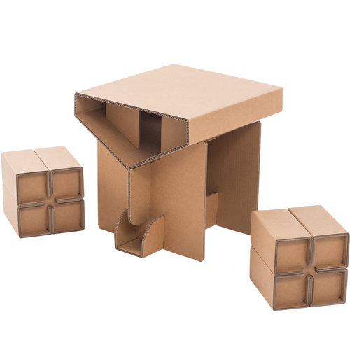 幼儿园儿童纸壳玩具桌子凳子 DIY儿童过家家纸箱游戏屋配套家具