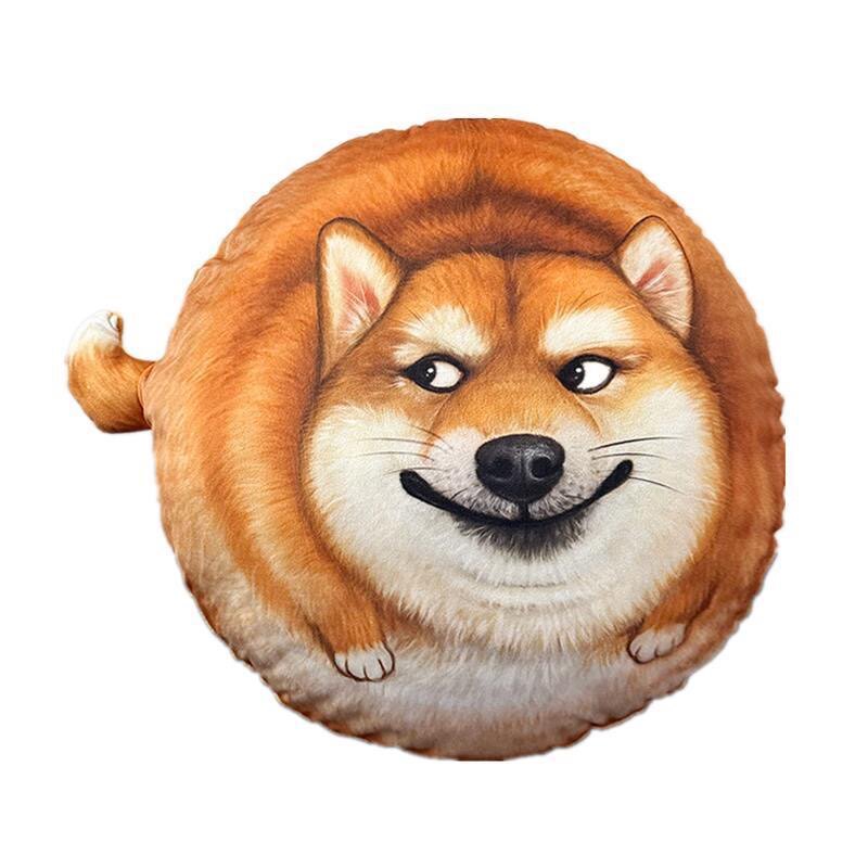 柴圆滚滚毛绒创意柴犬抱枕靠垫财源滚滚招财车载靠枕腰靠沙发抱枕