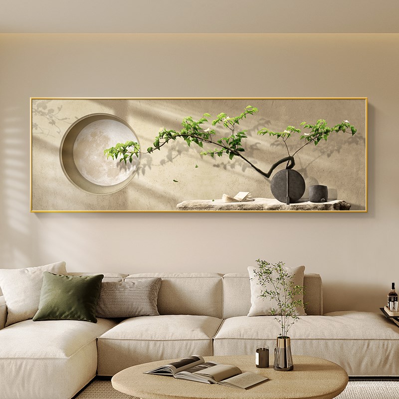 侘寂客厅装饰画创意高级感茶桌茶台办公室挂画新款沙发背景墙壁画