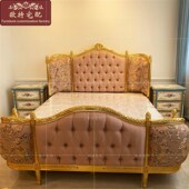 法式 新古典布艺床主卧床 别墅双人床实木雕花公主床欧式