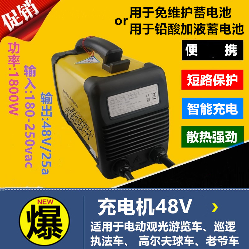 48V铅酸免维护充电机绿通沃森玛西尔朗晴电动观光巡逻车充电器