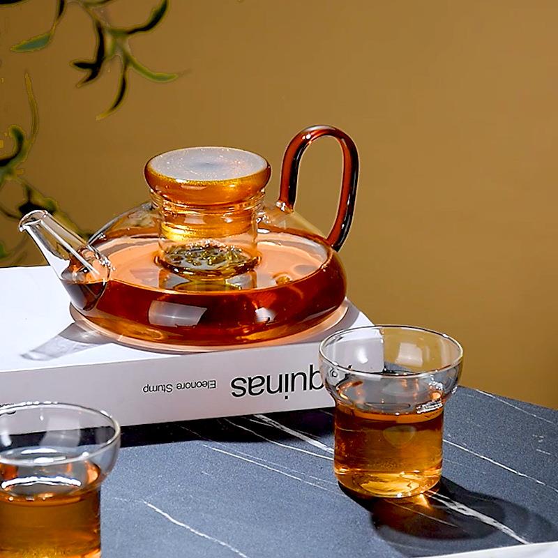 和谐居茶咖壶彩色耐热玻璃过滤泡茶壶茶水分离简易泡茶器具煮茶壶