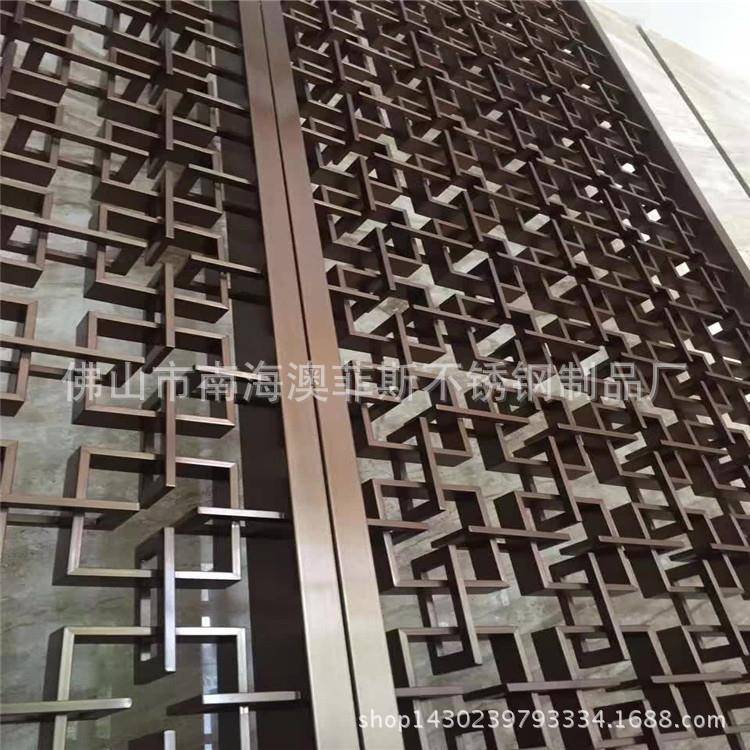 古铜金屏风家居墙壁装饰雕刻 回字型背景装饰 来图来样不锈钢装饰