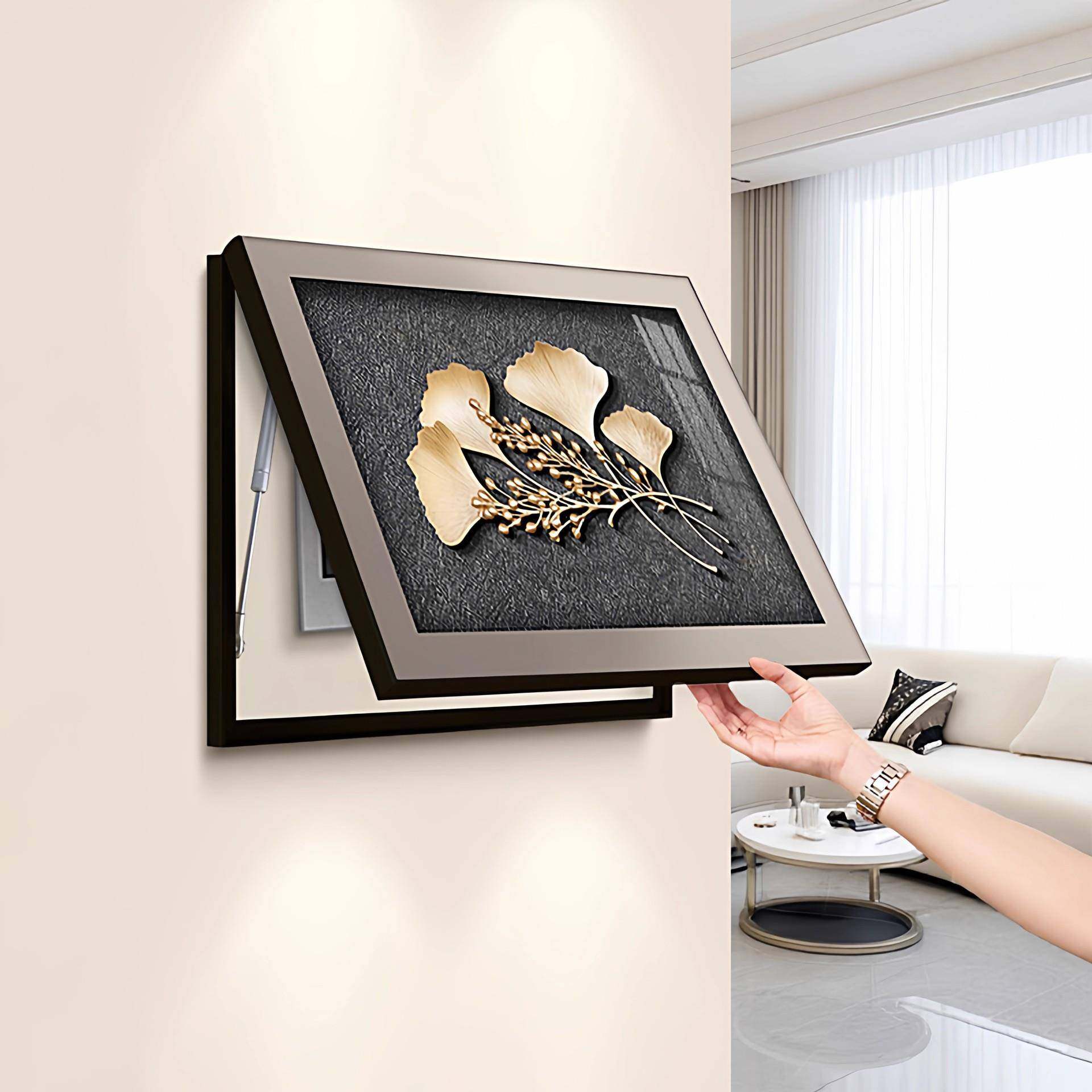 轻奢电表箱装饰画餐厅发财树配电箱遮挡挂画电源电闸盒壁画免打孔