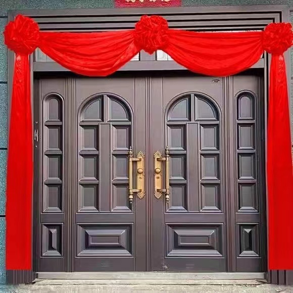 大红花球波浪形红绸布结婚大门客厅红花乔迁新居挂红绸布揭幕红花