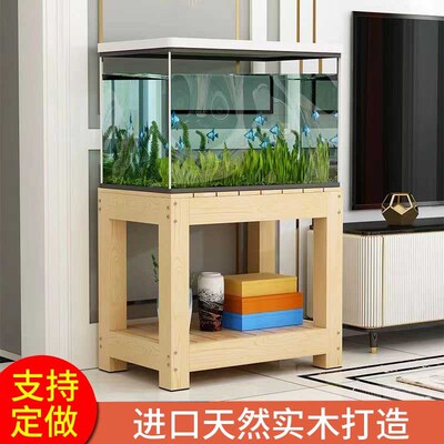 多层鱼缸架全实木小鱼缸架龟缸架桌面原木40鱼缸托盘架子定制花架
