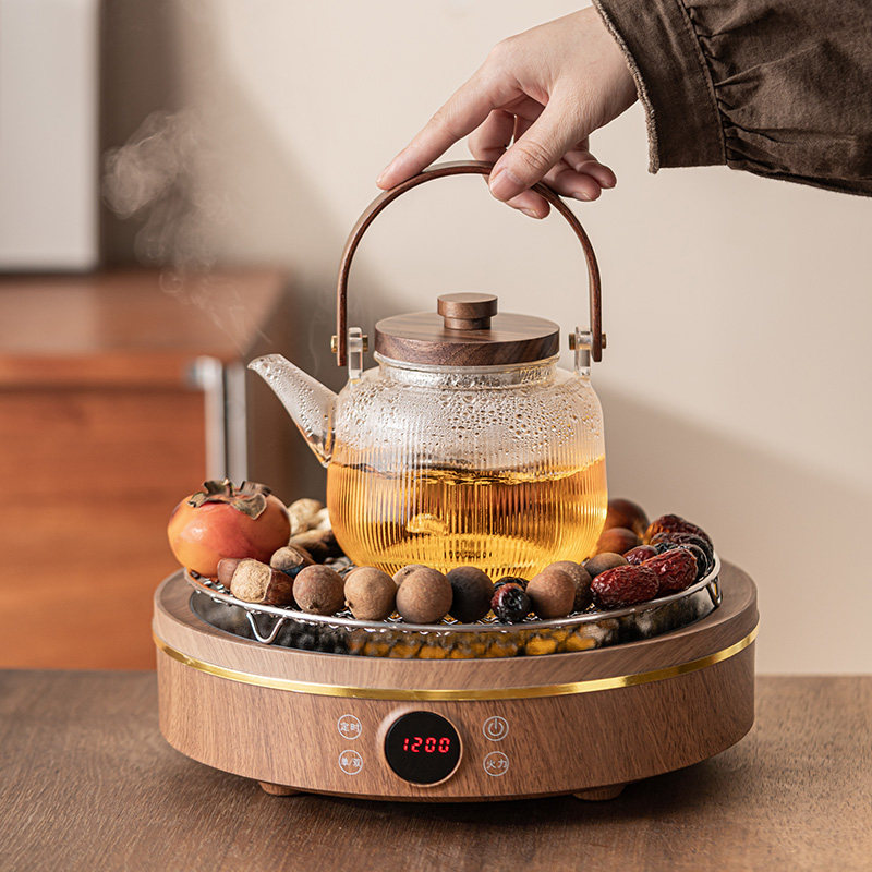 煮茶围炉煮茶电烤炉电炉冬天家用火炉室内取暖器电陶炉玻璃煮茶壶