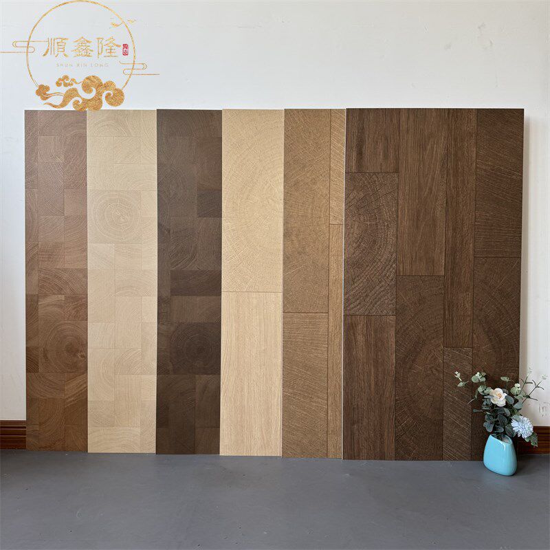 复古拼花年轮木纹砖600X1200客厅卧室仿实木地砖酒店民宿木纹瓷砖