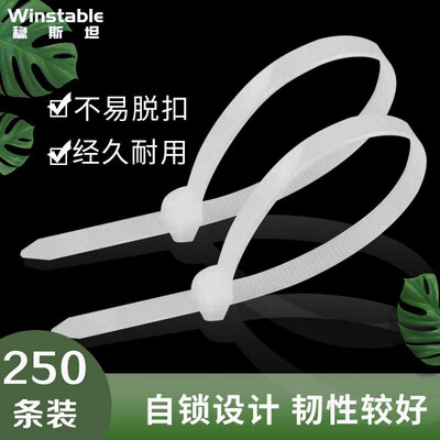 稳斯坦WST181塑料捆扎带自锁式尼龙扎带绑电线束线带透明扎带300*