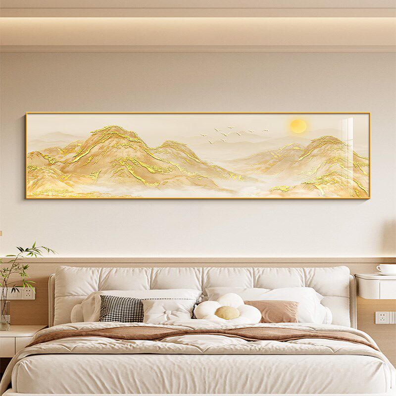 背靠日照金山夫妻主卧床头画卧室挂画朝西挂什么画靠山图客厅聚财