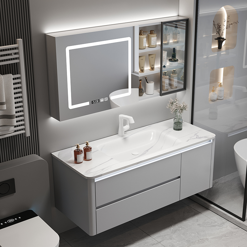 岩板热弯无缝一体盆浴室柜组合现代简约卫生间柜洗手洗脸洗漱台盆