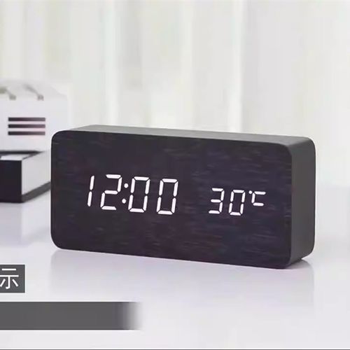 木质Led闹钟学生专用电子时钟2023床头钟表夜光桌面摆件静音常亮