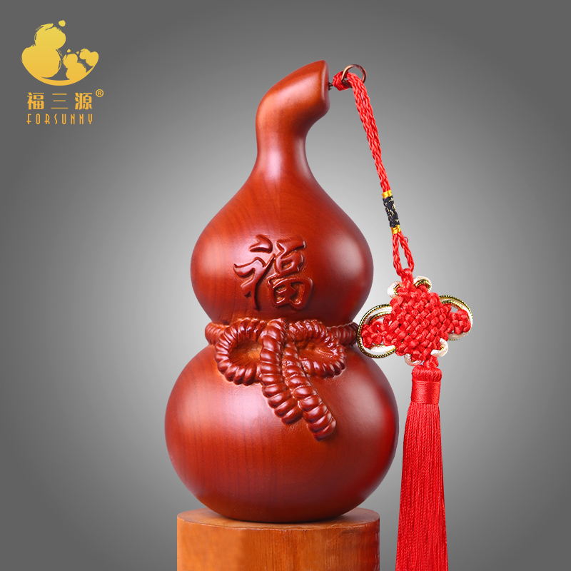 天然木葫芦文玩手把件雕刻挂件家宅客厅玄关桌面精品葫芦桃木摆件