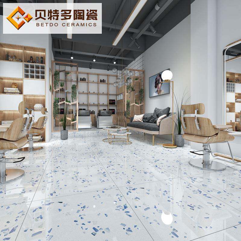 通体亮面水磨石800*800商铺酒店客厅阳台地砖石材亮光防滑瓷砖
