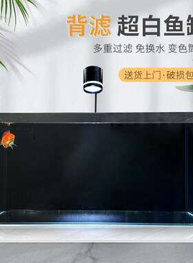 背滤鱼缸客厅桌面一体式循环过滤家用804040超白缸造景生态溪流缸