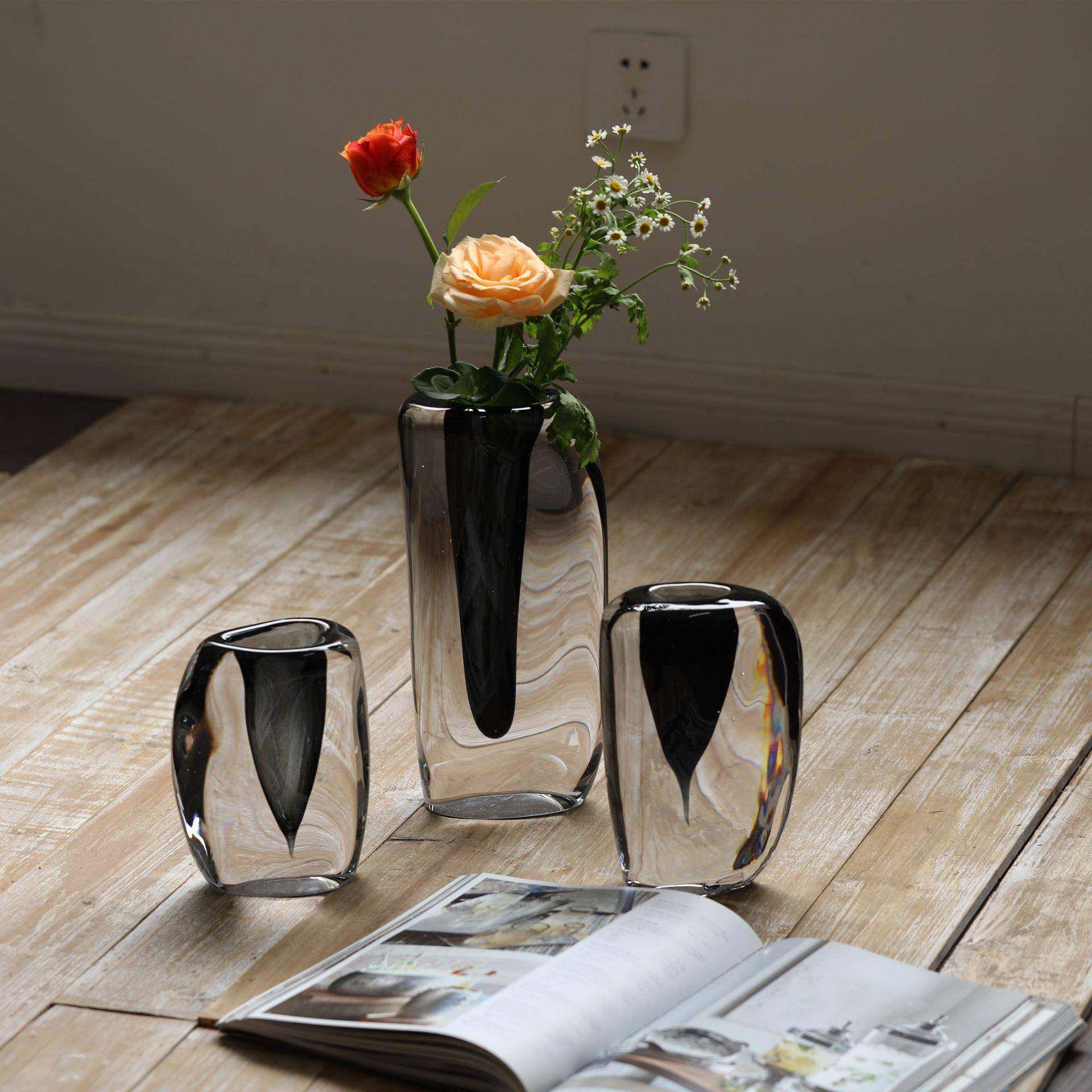 现代简约轻奢风加厚创意琉璃花瓶客厅样板间餐桌电视柜装饰摆件,电子元器件市场,其它元器件,淘宝优惠券,粉丝福利购,淘宝优惠卷