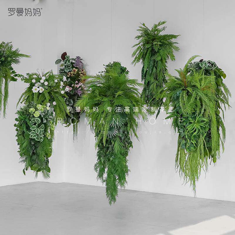 高端轻奢仿真空中吊饰绿植室内创意玄关酒店餐厅空间吊挂植物装饰