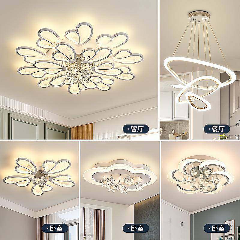 dpp中山灯具全屋套餐组合现代简约客厅主灯灵水晶吸顶花瓣网红灯
