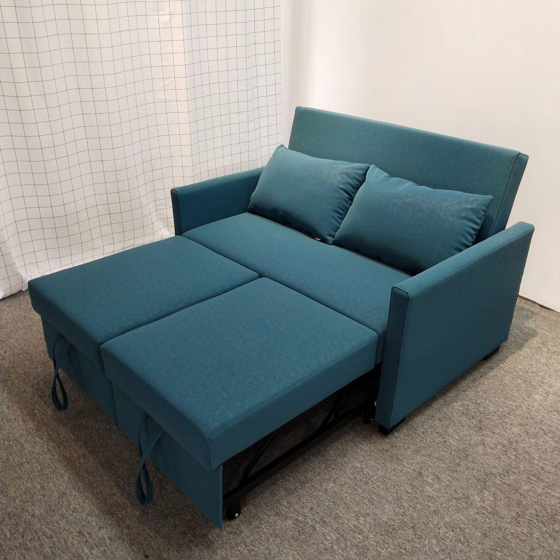 多功能两用皮艺沙发床公寓酒店出租房推拉双隐藏贵妃可折叠沙发床