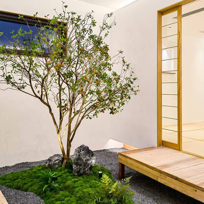 精品海岛春花仿真绿植室内装饰造景落地摆件仿生植物中式茶室景观