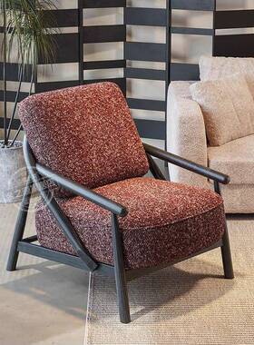 单人懒人沙发设计师中古风民宿酒店红色沙发椅客厅阳台布艺扶手椅