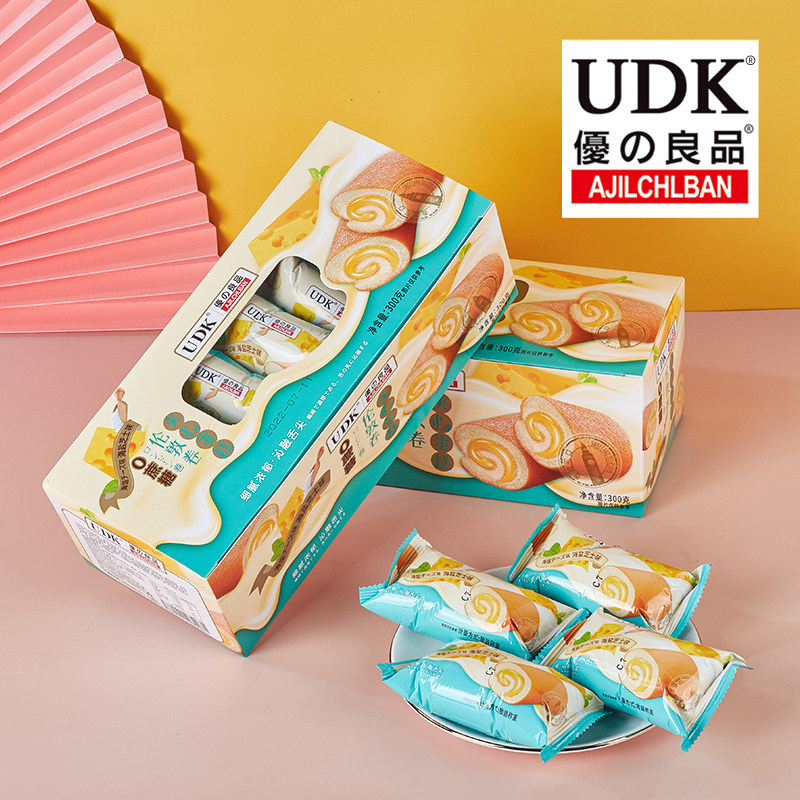 UDK优の良品奶油夹芝士味心蛋糕卷礼盒装休闲零食西式中式糕点