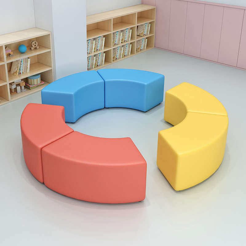 早教中心培训班机构琴行幼儿园沙发休息凳家长区大厅弧形圆型等候
