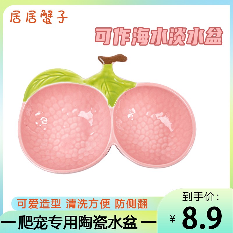 宠物澡盆双格水盆喂食盆 爬宠水盆陶瓷大容量防侧翻小鸟仓鼠食盘图片