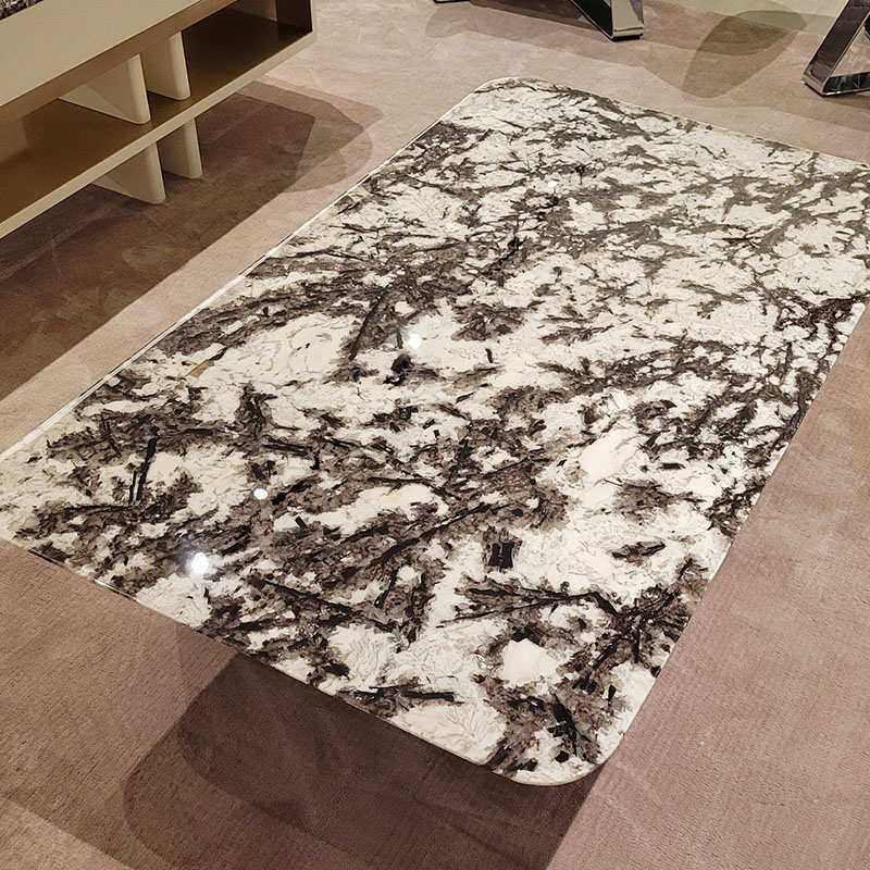 天然大理石台面奢石圆形电视柜可单板长方形餐桌定制定面板茶几做