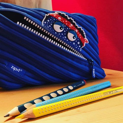 ZIPIT大号 怪兽笔袋大容量文具袋男女学生可爱个性拉链黑色绘画用