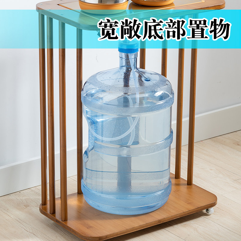茶水柜黑胡桃木新中式小茶柜烧水柜客厅简约竹木置物架北欧餐边柜