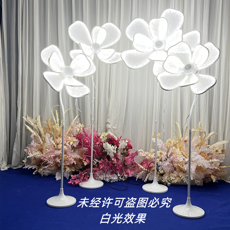 婚庆婚礼道具牡丹花发光路引灯t台蕾丝铁艺舞台场景装饰布艺背景