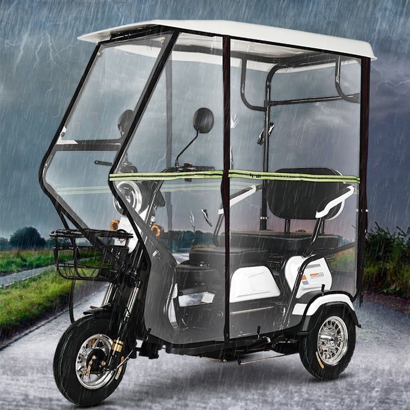 冬季双顶防风全封闭雨篷电动三轮车车棚休闲小巴士车棚全透明雨帘