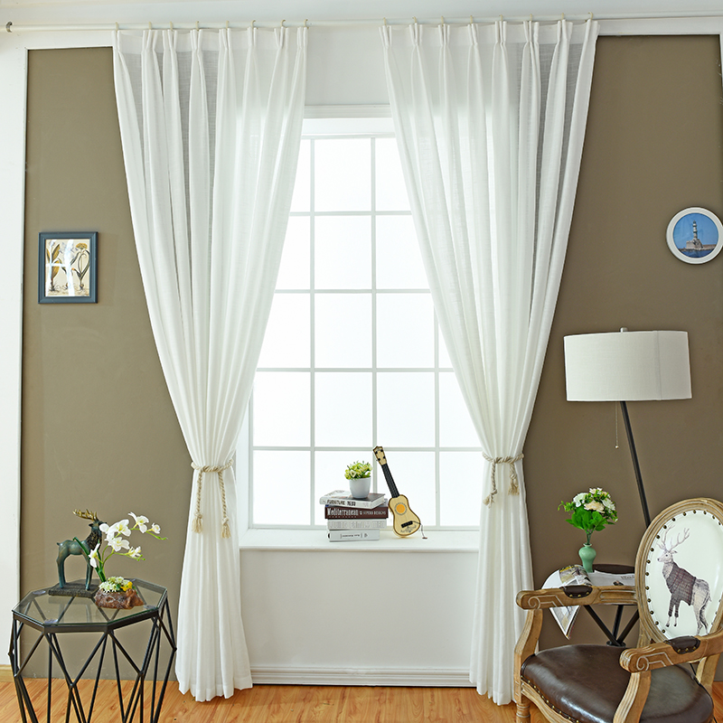 silence白纱帘窗纱透光飘窗卧室客厅落地窗装饰加厚十字麻纱窗帘