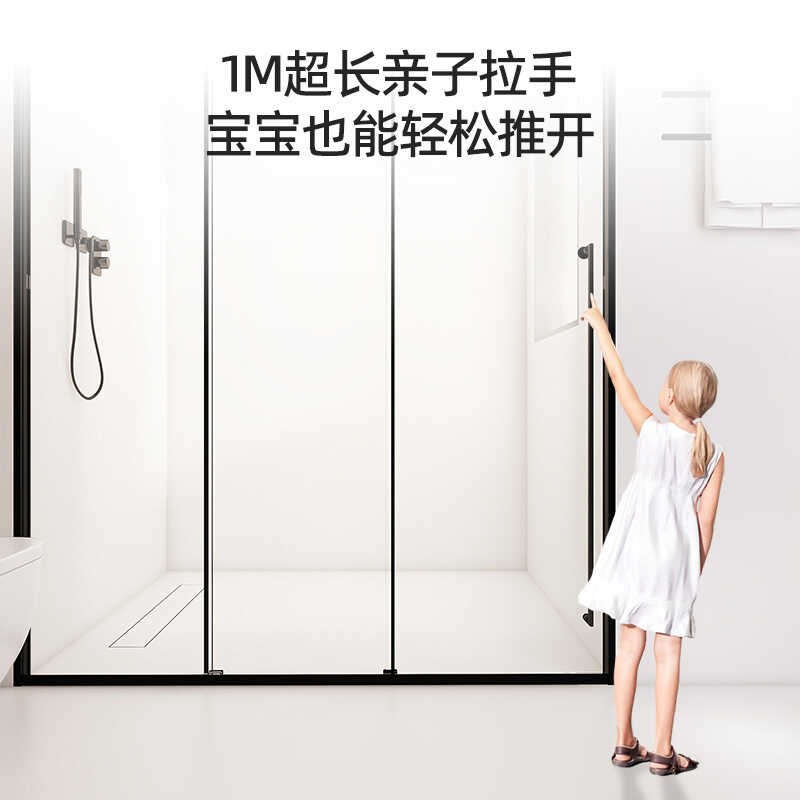 朗阁定制一字型不锈钢淋浴房玻璃隔断卫生间干湿分离联动推拉移门