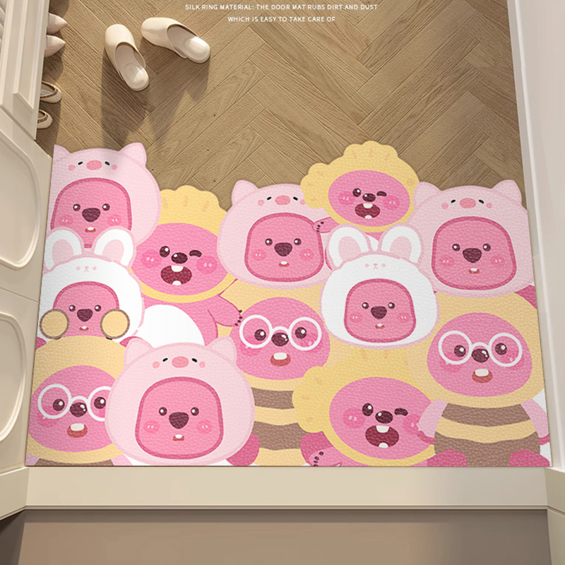 粉色地垫入户门垫进门皮革地毯防水防污门口耐脏可擦免洗防滑垫