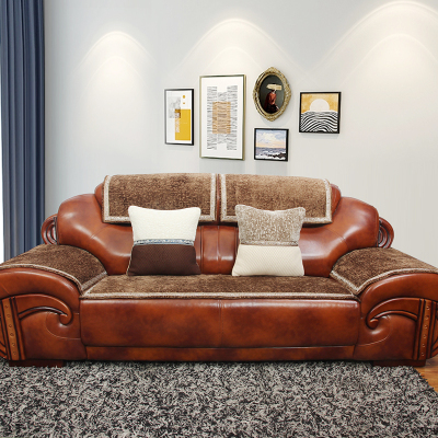 欧式皮沙发专用沙发垫冬季款毛绒防滑坐垫一二三组合老式沙发垫子