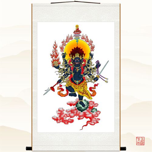 大除秽迹金刚画像 清晰版佛堂卷轴挂画复古装饰画丝绸画来图定制