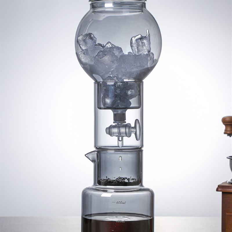 家用咖啡冰滴壶玻璃600ML烟灰色滴漏式冰酿壶茶壶商用冷萃咖啡壶